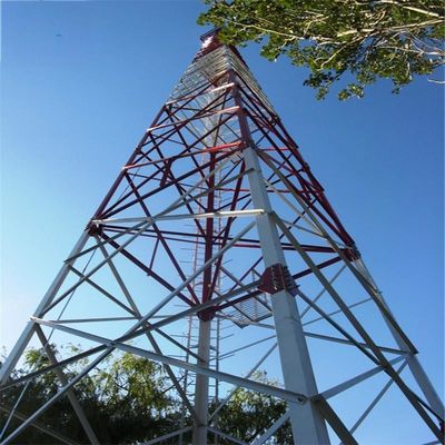 Gsm 60m 자부장 격자 타워 다리 기반 폴리에스터 파우더 코팅 Bts 네 다리 라디오 통신 금속 안테나 타워
