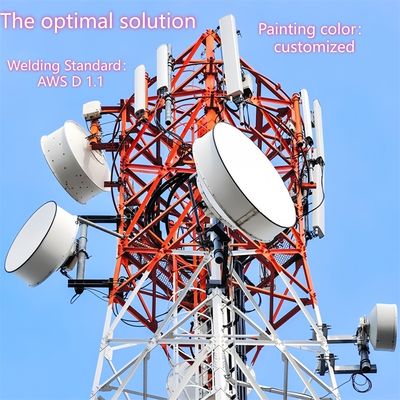 Four Angle Telecom Tower Carbon Steel 35m LTE Network Rural Areas Wind Resistant