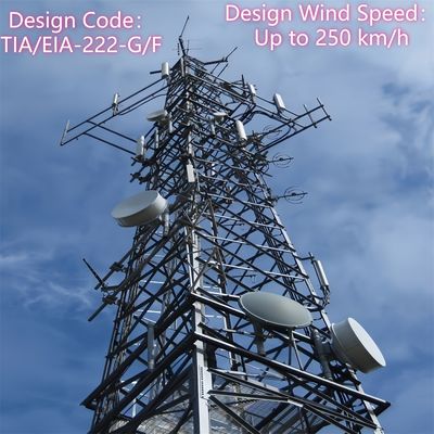 Four Angle Telecom Tower Carbon Steel 35m LTE Network Rural Areas Wind Resistant