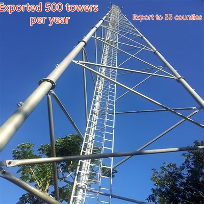 세 개의 튜브 통신 타워 탄소강 33m LTE 신호 농촌 지역 풍압 저항
