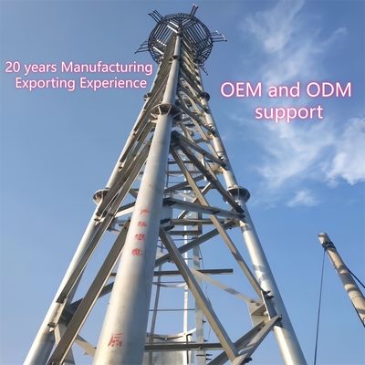 세 개의 튜브 통신 타워 탄소강 33m LTE 신호 농촌 지역 풍압 저항