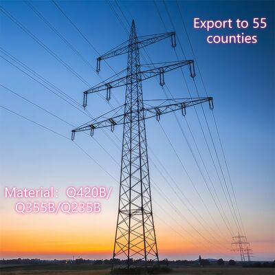 33KV 110KV Hot Dip Galvanized Lattice Steel Power Transmission Tower Double Circuit Electrical Grid Pole