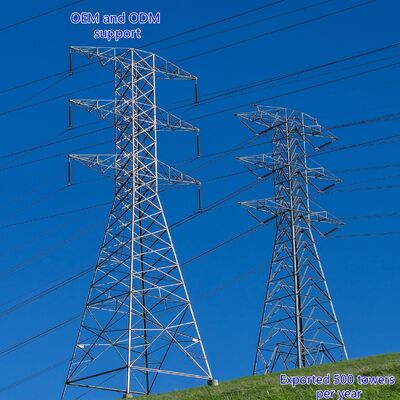 10KV 380KV 전력 전송 타워 핫 디프 가설 된 라티스 앵글 스틸 고전압 유틸리티 스톨
