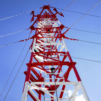 Typhoon Resistant Guyed Wire 5G Communication Steel Tower  compliant with ANSI TIA 222 G H F and EN 1991 1 4 standards providing support for tall slender structures
