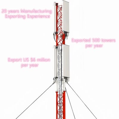 ANSI/TIA-222-G-H-F 설계 코드를 기반으로 최소한의 구조물 사용으로 높이를 극대화하도록 설계된 가이드 와이어 타워