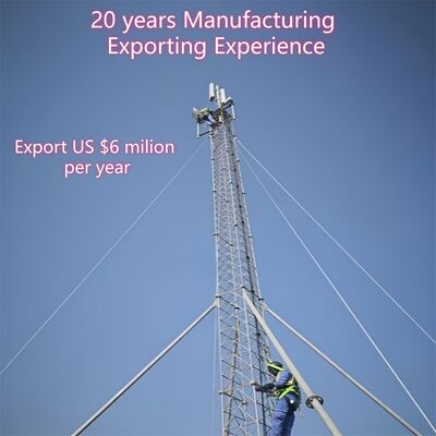 ANSI/TIA-222-G-H-F 설계 코드를 기반으로 최소한의 구조물 사용으로 높이를 극대화하도록 설계된 가이드 와이어 타워