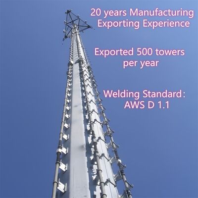 Monopole Tower Telecom Steel Structure Design Code TIA EIA 222 G F Wind Speed Up to 250 kmh Yield Strength 355 Mpa