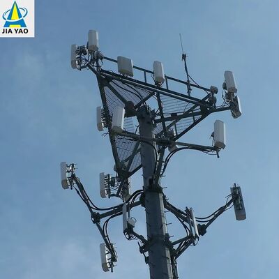 18 22 38M 내구성 탄소강 모노폴 통신 타워 4G 5G 네트워크와 호환되는 다중 안테나