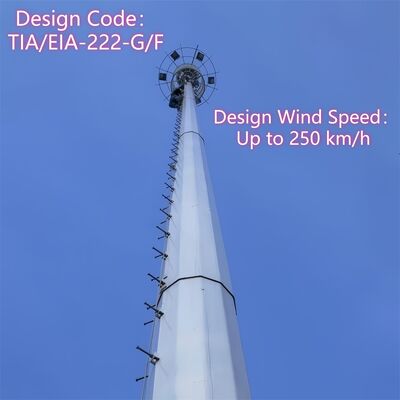 18 22 38M 내구성 탄소강 모노폴 통신 타워 4G 5G 네트워크와 호환되는 다중 안테나