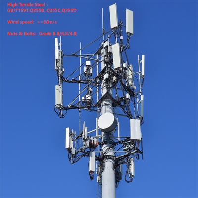 25M Weathering Steel Monopole Communication Tower For Microwave Signal Transmission
