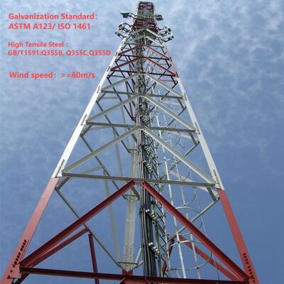 38M Bolt Connected 3 Legged Tower Easy Transport For Remote Village Coverage