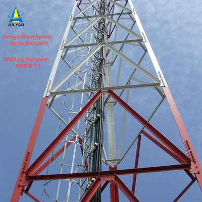 54M Rust Proof 3 Legged Telecom Tower For Agricultural Zone Signal Expansion