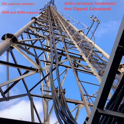 4G 5G 기지국 20m 30m 45m 60m Hot DIP 아연 도금 내풍 통신 마스트용 고정밀 3다리 관형 강철 격자 타워