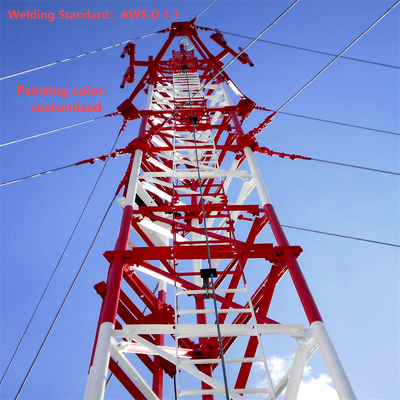 Professional Guyed Wire Tower Communication Mast Lattice Steel Radio Tower for FM TV Signal Broadcasting Station with Safety Climbing Ladder and Platform Accessories